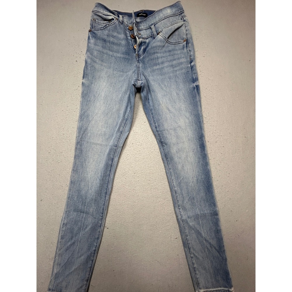 Express Skinny High Rise Cotton Blend Light Wash Blue 6L W27 Womens